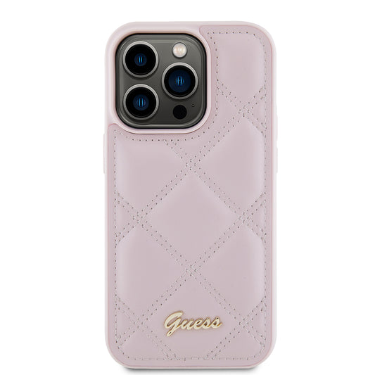 Deksel for Apple iPhone 15 Pro Max, Guess, Quilted Metal Logo, Rosa