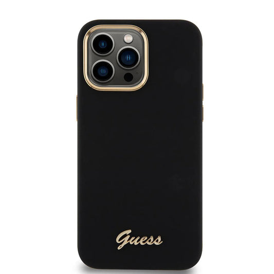 Deksel for Apple iPhone 15 Pro Max, Guess, Script Metal Logo & Frame, Svart