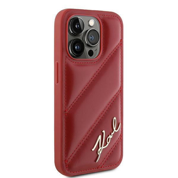 Deksel for Apple iPhone 15 Pro Max, Karl Lagerfeld, Diagonal Quilted Script, Rosie