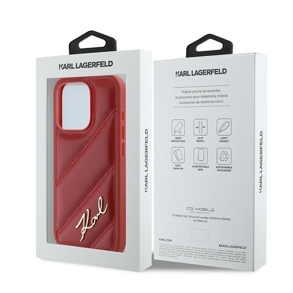 Deksel for Apple iPhone 15 Pro Max, Karl Lagerfeld, Diagonal Quilted Script, Rosie