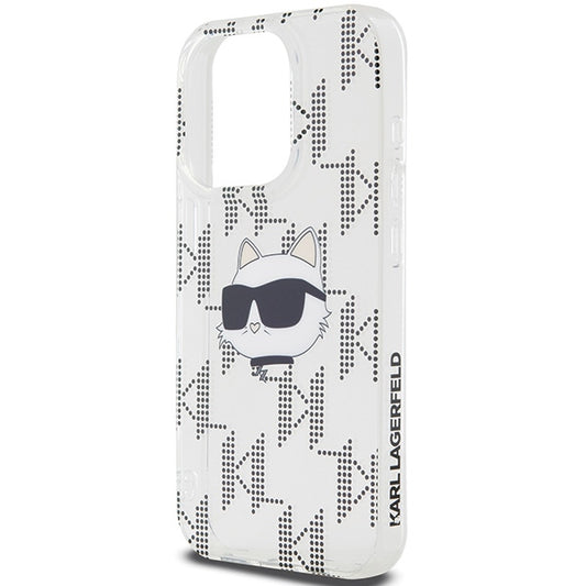 Deksel for Apple iPhone 15 Pro Max, Karl Lagerfeld, IML Electroplated Choupette Head, Gjennomsiktig