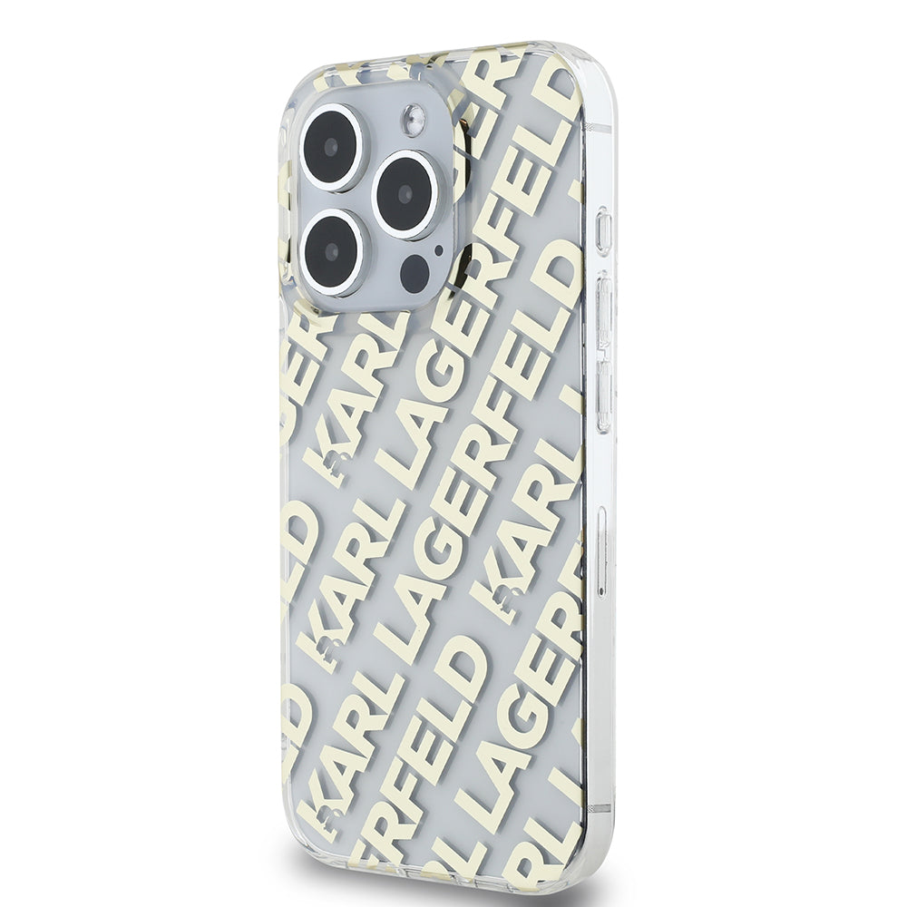 Deksel for Apple iPhone 15 Pro Max, Karl Lagerfeld, IML Luxury Gold Fullover Logo, Gull