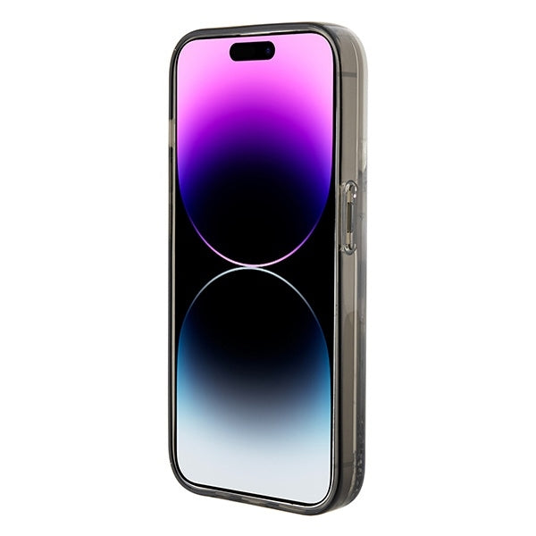 Deksel for Apple iPhone 15 Pro Max, Karl Lagerfeld, Liquid Glitter Ikonik Karl, Gjennomsiktig