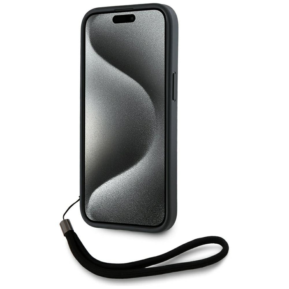 Deksel for Apple iPhone 15 Pro Max, Karl Lagerfeld, Saffiano Athleisure Stripes with Strap, Rosa