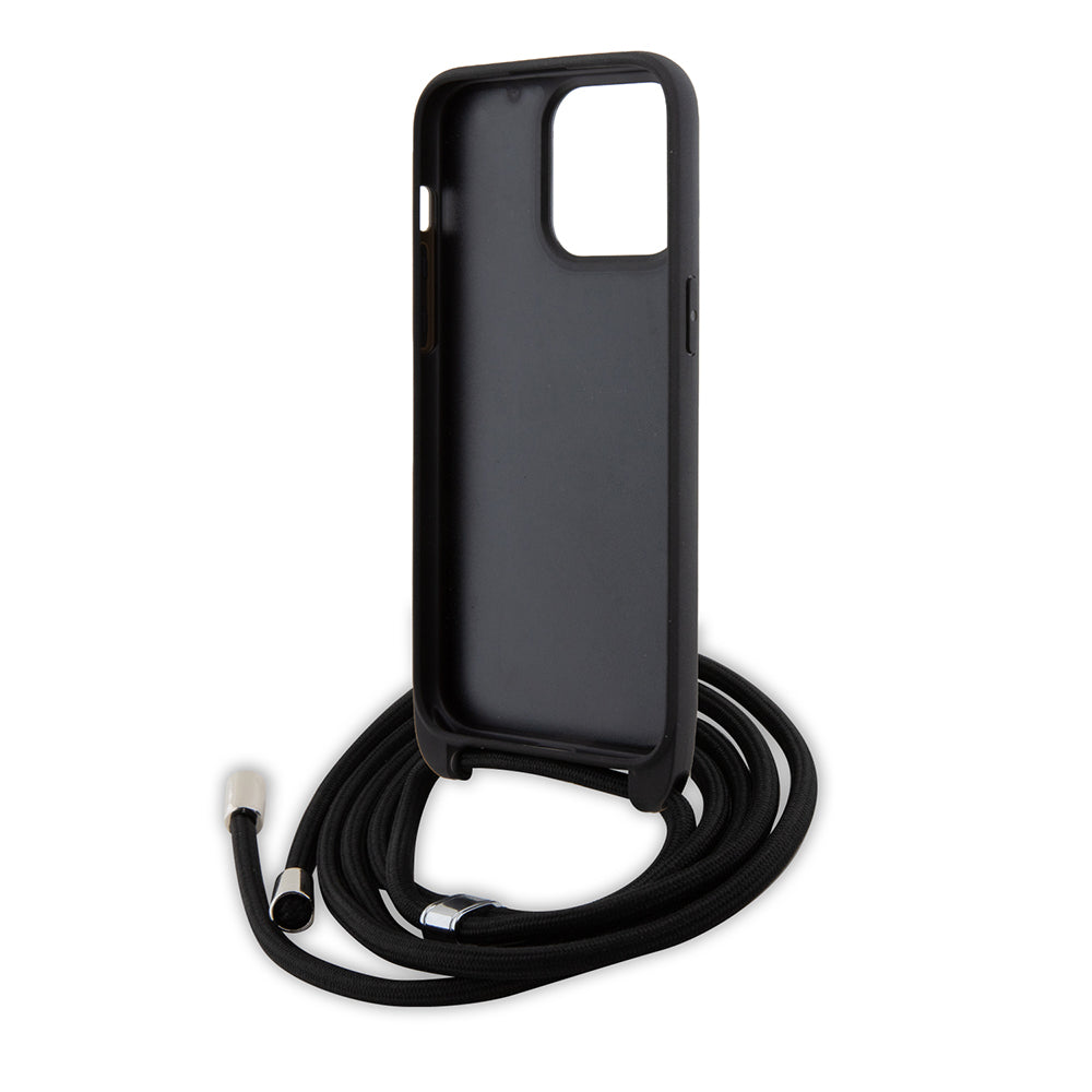 Deksel for Apple iPhone 15 Pro Max, Karl Lagerfeld, Saffiano Crossbody Monogram Metal Pin Karl, Svart