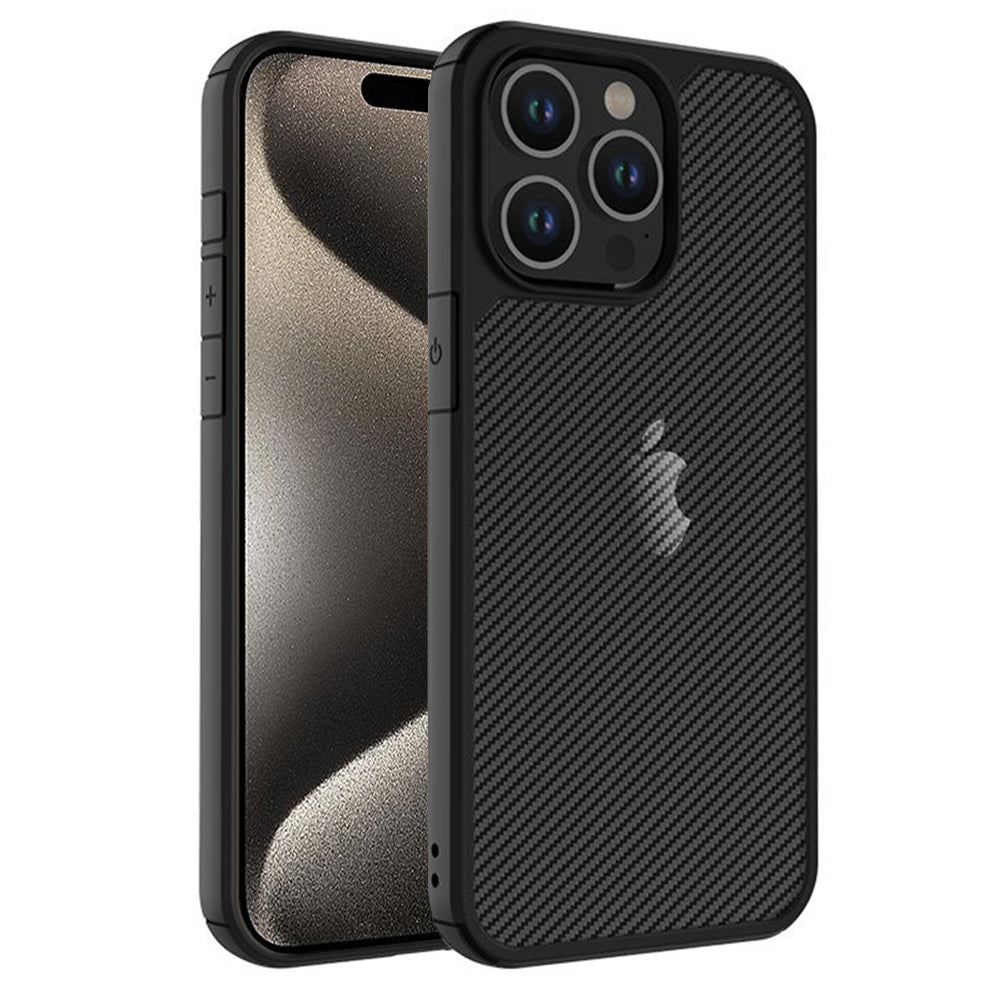 Deksel for Apple iPhone 15 Pro Max, Techsuit, CarbonFuse, Svart