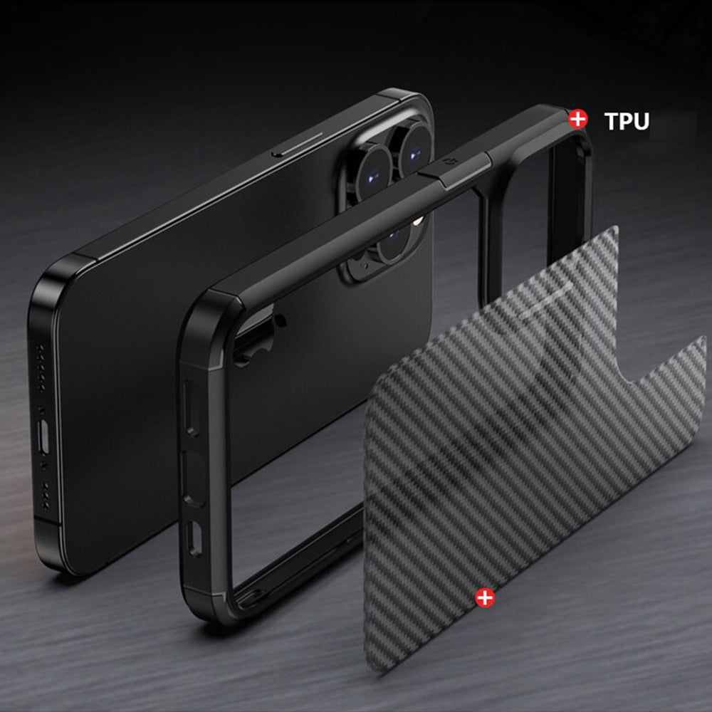 Deksel for Apple iPhone 15 Pro Max, Techsuit, CarbonFuse, Svart