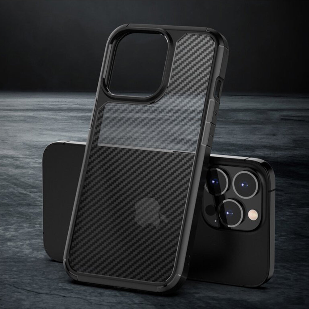 Deksel for Apple iPhone 15 Pro Max, Techsuit, CarbonFuse, Svart