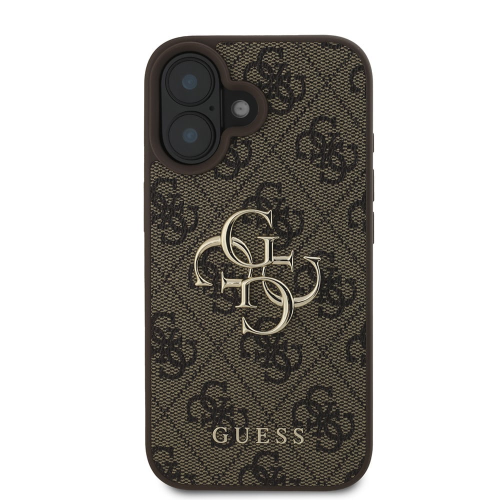 Deksel for Apple iPhone 16, Guess, 4G Big Logo, Brun