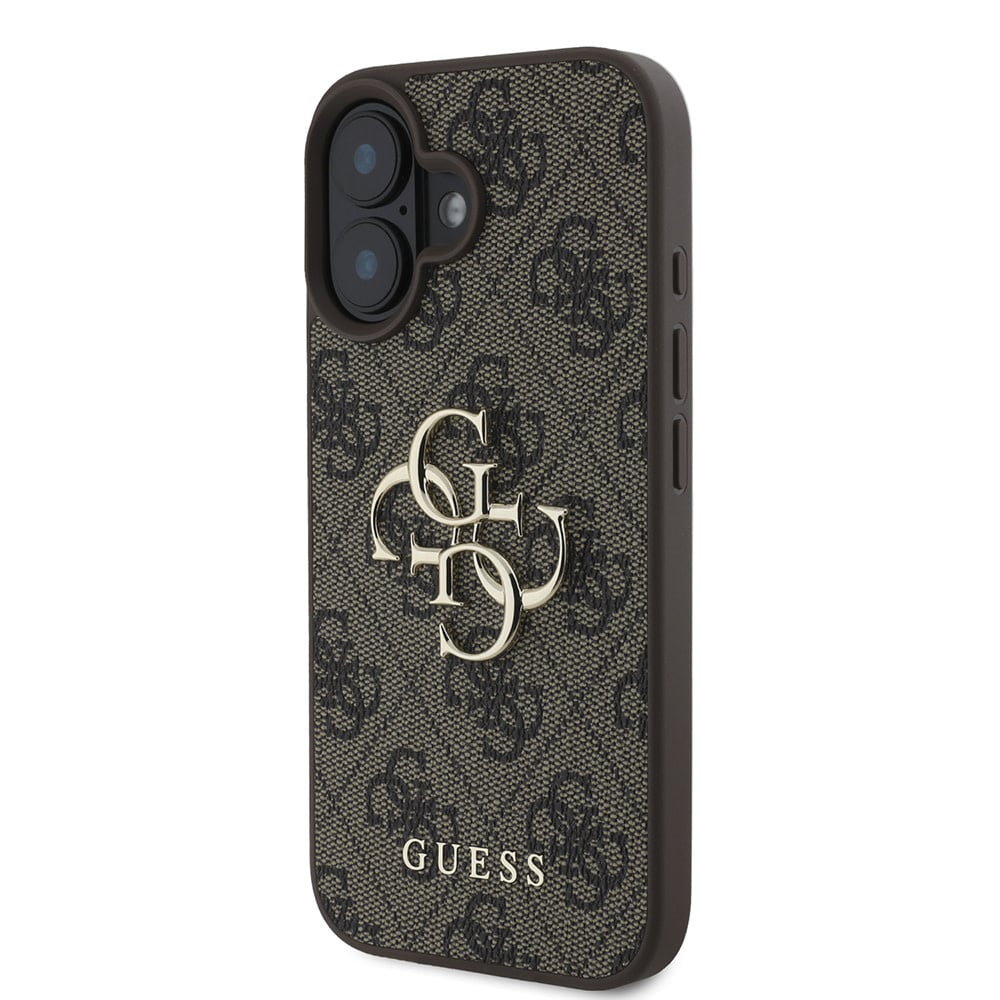 Deksel for Apple iPhone 16, Guess, 4G Big Logo, Brun