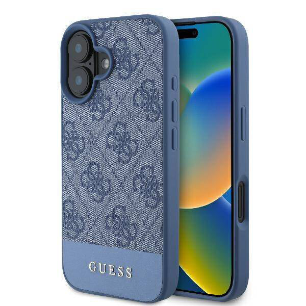 Deksel for Apple iPhone 16, Guess, 4G Bottom Stripe, Blå