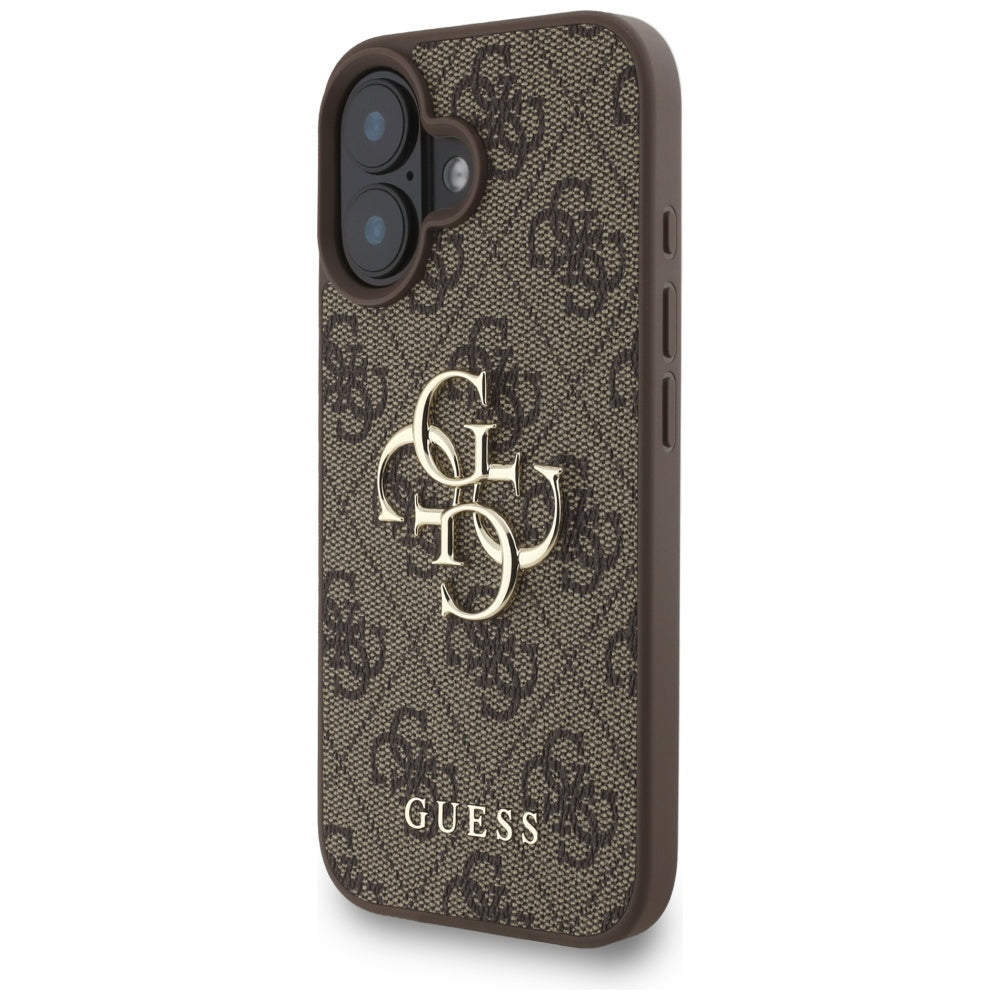 Deksel for Apple iPhone 16, Guess, 4G Classic Logo with Strap, Brun