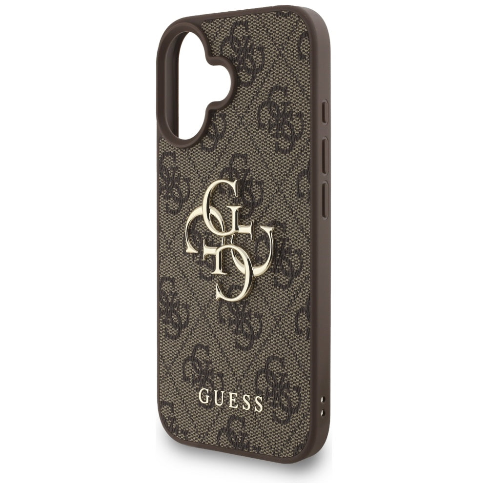 Deksel for Apple iPhone 16, Guess, 4G Classic Logo with Strap, Brun