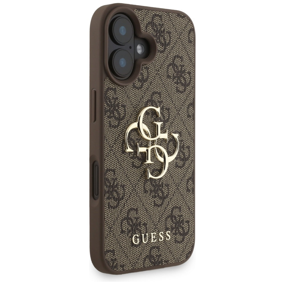Deksel for Apple iPhone 16, Guess, 4G Classic Logo with Strap, Brun