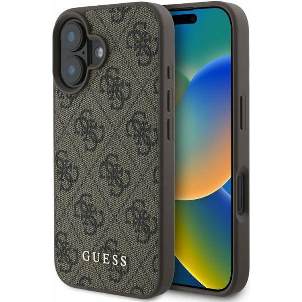 Deksel for Apple iPhone 16, Guess, 4G Classic, Brun