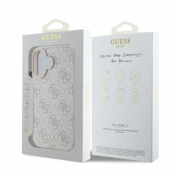 Deksel for Apple iPhone 16, Guess, 4G Classic, Rosa