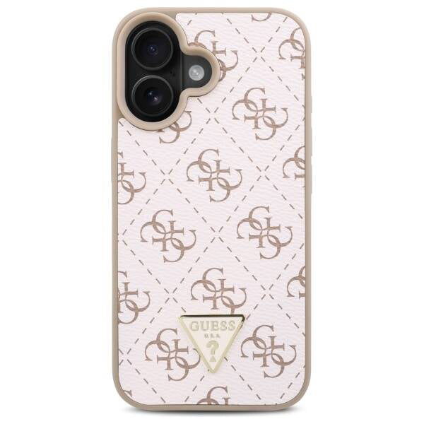 Deksel for Apple iPhone 16, Guess, 4G Triangle Logo, Hvit