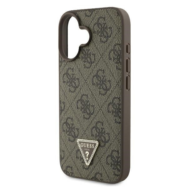 Deksel for Apple iPhone 16, Guess, 4G Triangle Strass, Brun