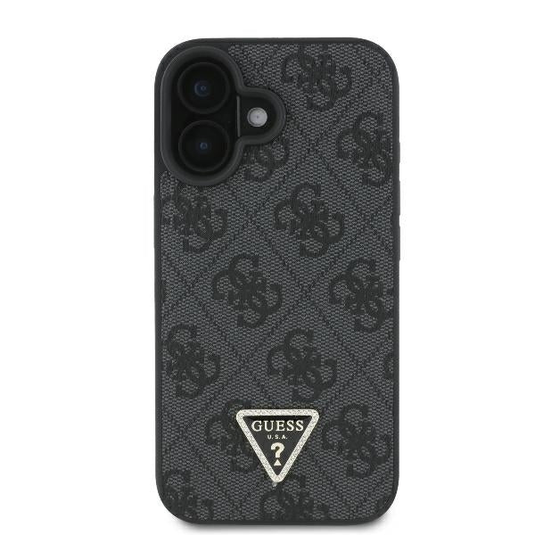 Deksel for Apple iPhone 16, Guess, Crossbody 4G Triangle Strass, Svart