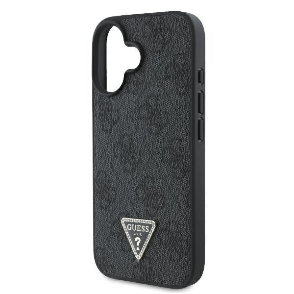 Deksel for Apple iPhone 16, Guess, Crossbody 4G Triangle Strass, Svart