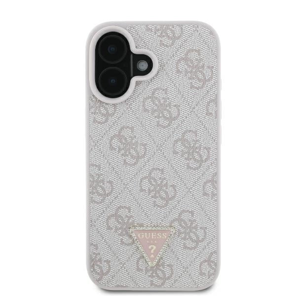 Deksel for Apple iPhone 16, Guess, Crossbody 4G Triangle Strass, Rosa
