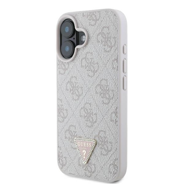 Deksel for Apple iPhone 16, Guess, Crossbody 4G Triangle Strass, Rosa