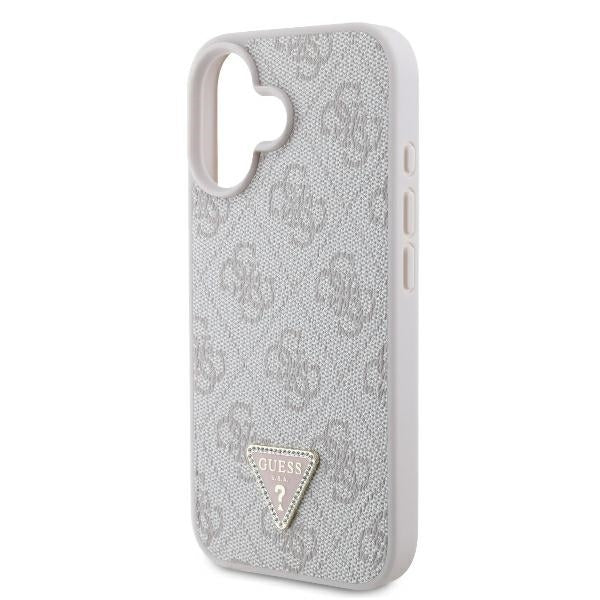 Deksel for Apple iPhone 16, Guess, Crossbody 4G Triangle Strass, Rosa