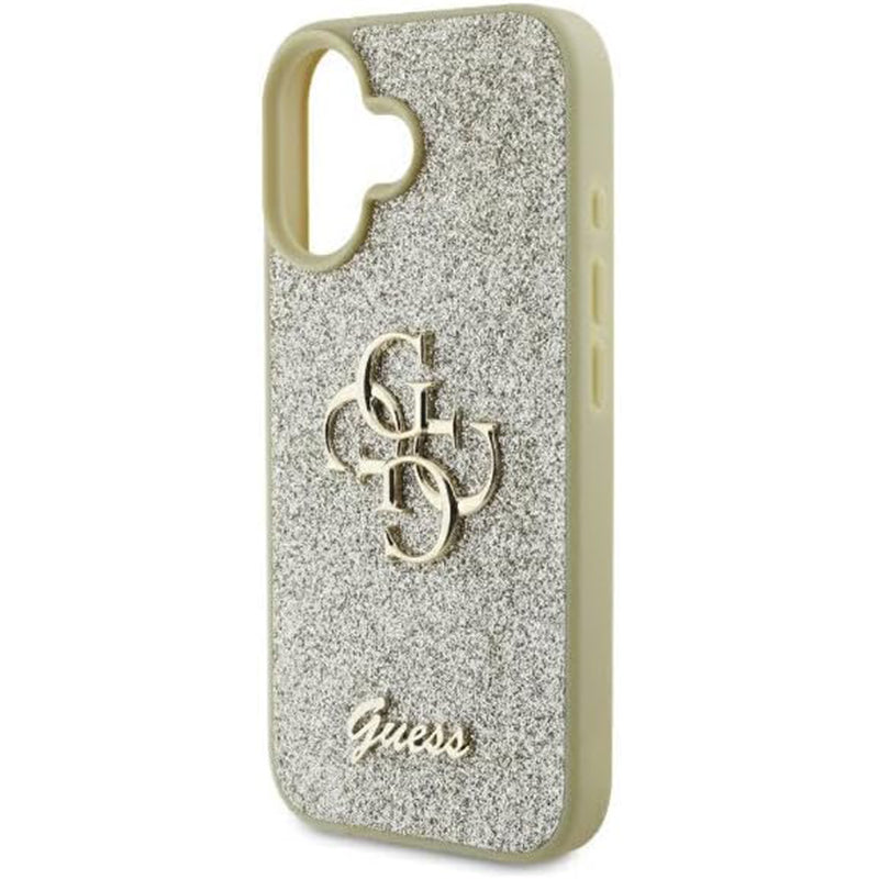 Deksel for Apple iPhone 16, Guess, Fixed Glitter Big 4G, Gull