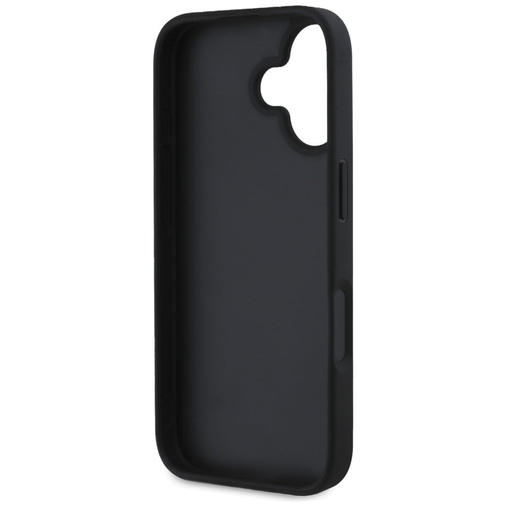 Deksel for Apple iPhone 16, Guess, Hot Stamp 4G Pattern Triangle Logo, Svart