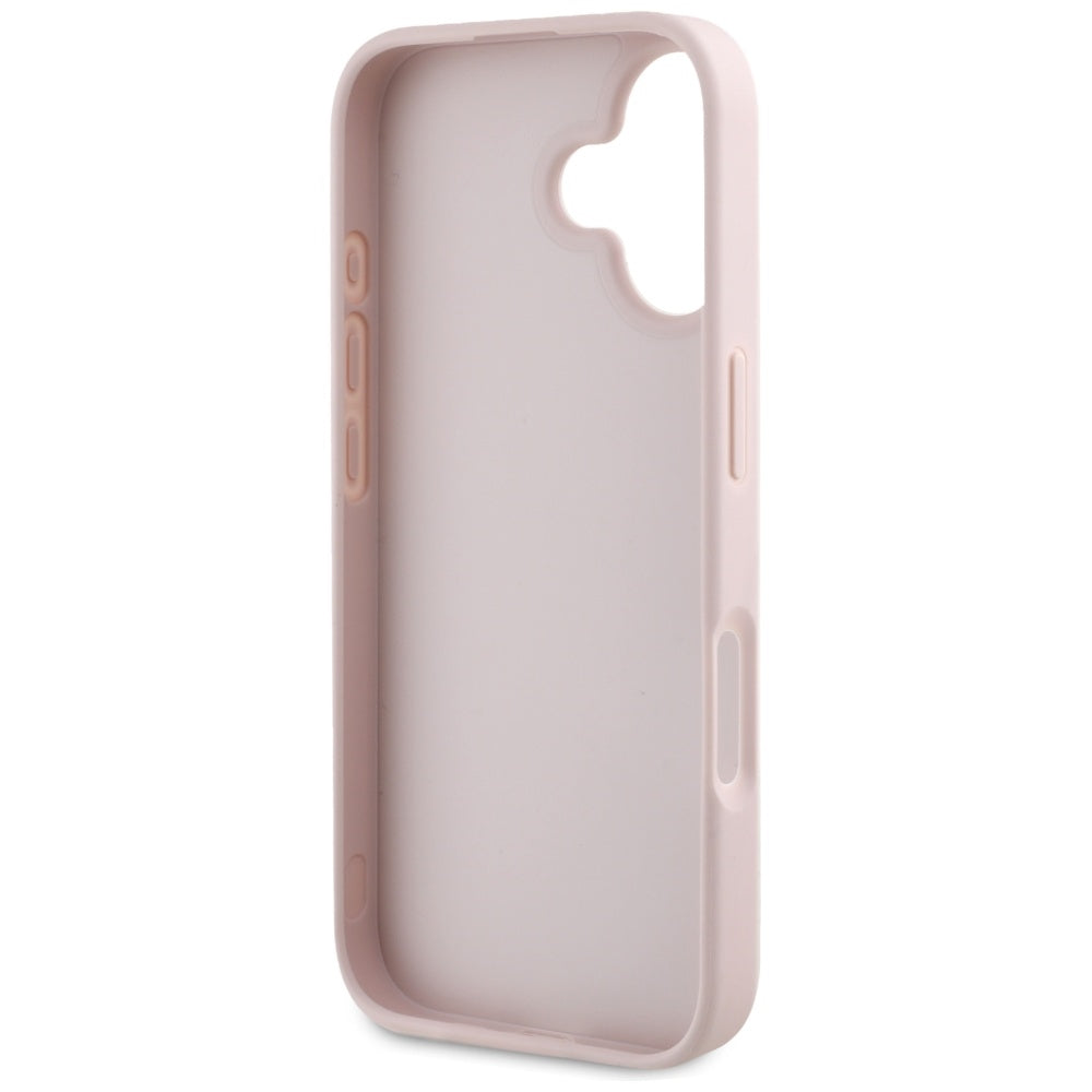 Deksel for Apple iPhone 16, Guess, Hot Stamp 4G Pattern Triangle Logo, Rosa
