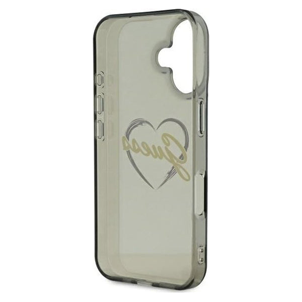 Deksel for Apple iPhone 16, Guess, IML Heart, Svart