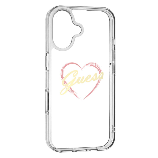 Deksel for Apple iPhone 16, Guess, IML Heart, Gjennomsiktig