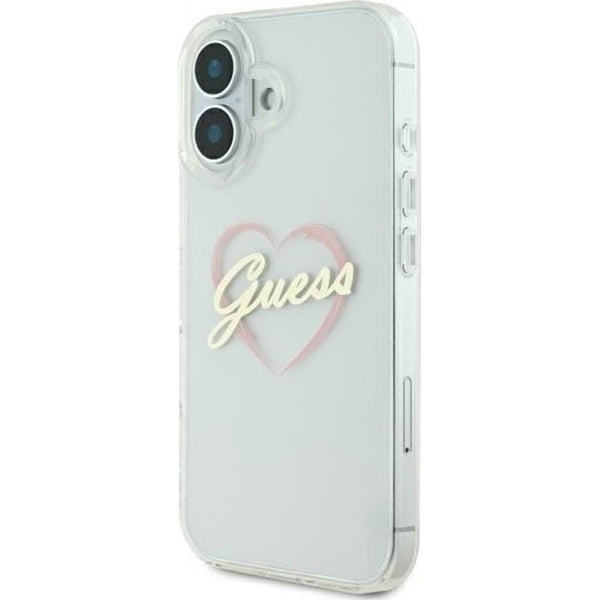 Deksel for Apple iPhone 16, Guess, IML Heart, Gjennomsiktig