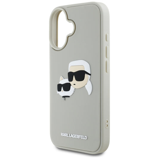 Deksel for Apple iPhone 16, Karl Lagerfeld, 3D Rubber Karl & Choupette, Beige