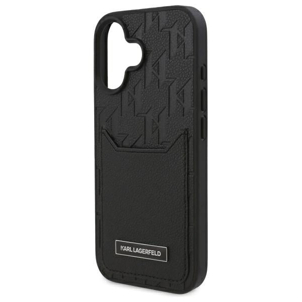 Deksel for Apple iPhone 16, Karl Lagerfeld, Cardslots Monogram, Svart