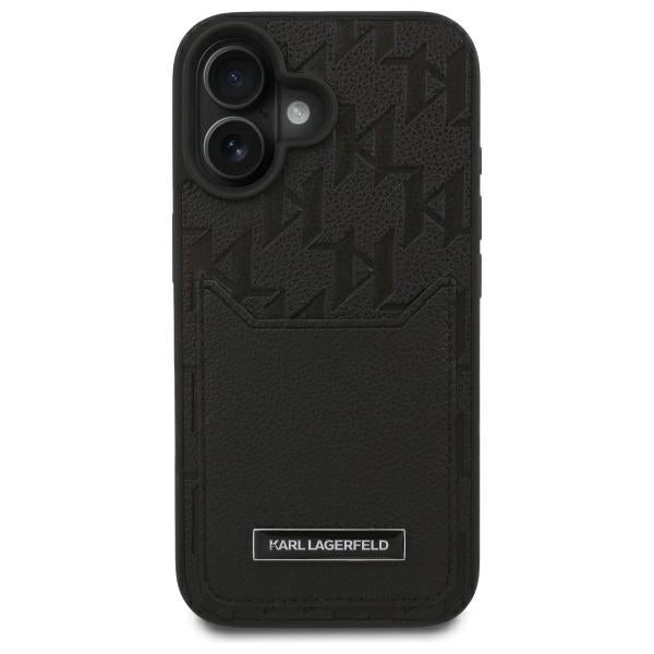 Deksel for Apple iPhone 16, Karl Lagerfeld, Cardslots Monogram, Svart