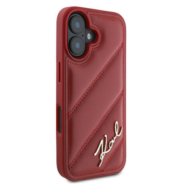 Deksel for Apple iPhone 16, Karl Lagerfeld, Diagonal Quilted Script, Rosie