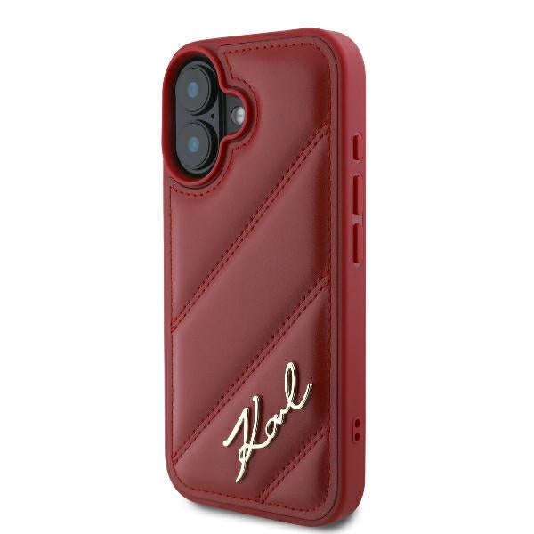 Deksel for Apple iPhone 16, Karl Lagerfeld, Diagonal Quilted Script, Rosie