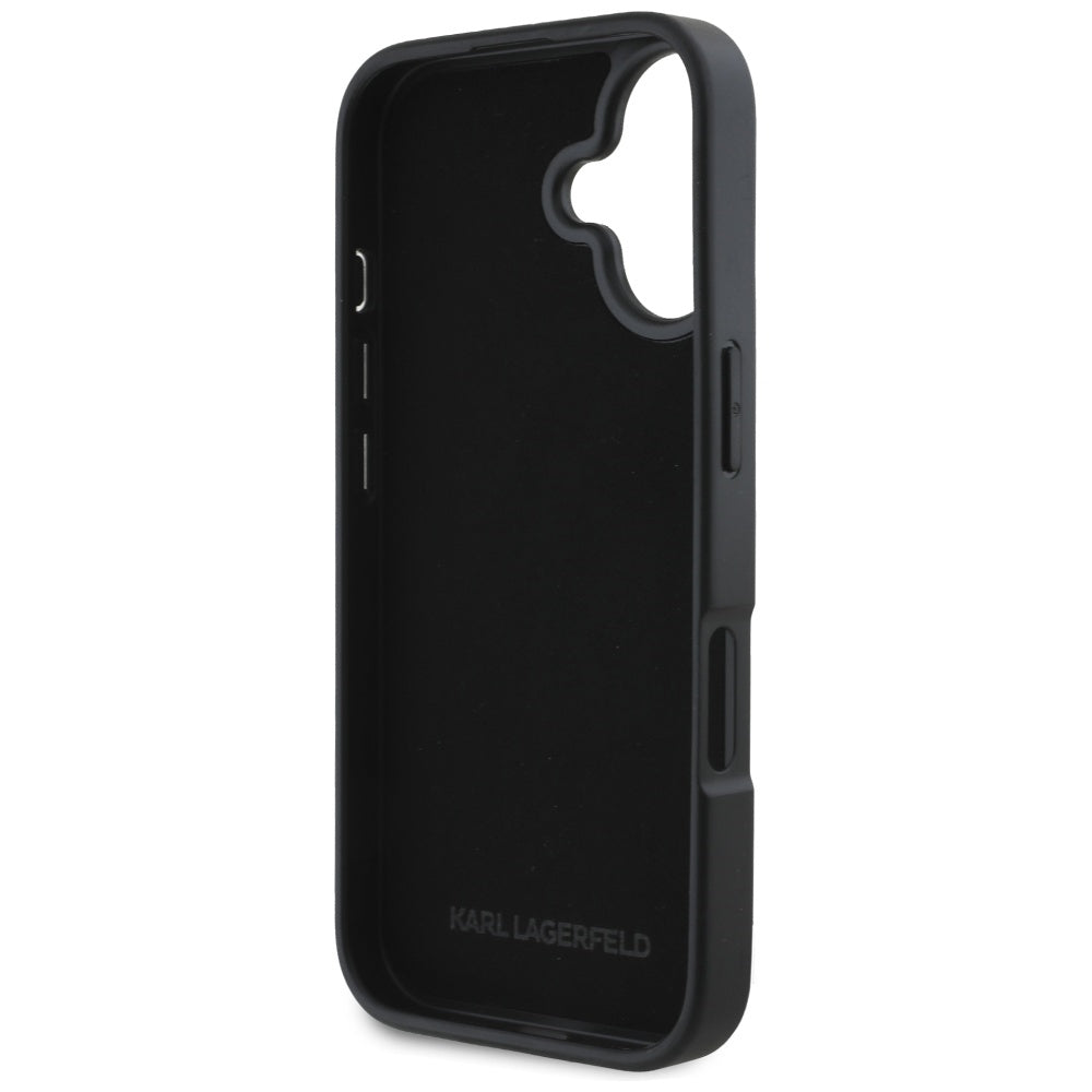 Deksel for Apple iPhone 16, Karl Lagerfeld, Grained Cardslots, Svart