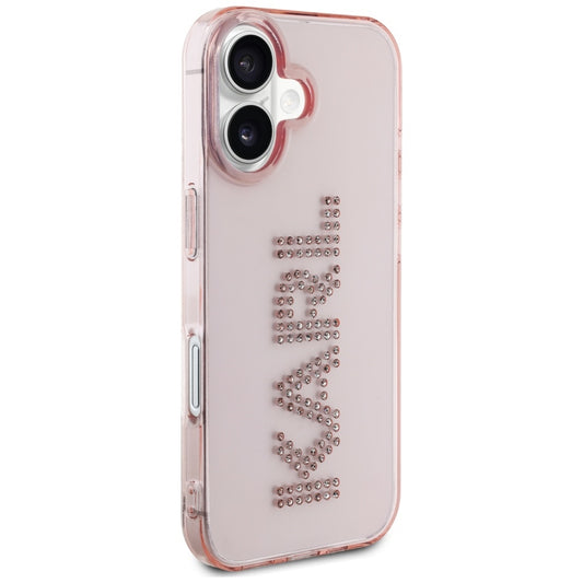 Deksel for Apple iPhone 16, Karl Lagerfeld, IML Rhinestones Pink Logo, Rosa