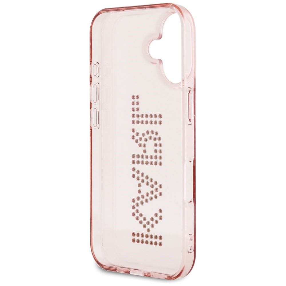 Deksel for Apple iPhone 16, Karl Lagerfeld, IML Rhinestones Pink Logo, Rosa