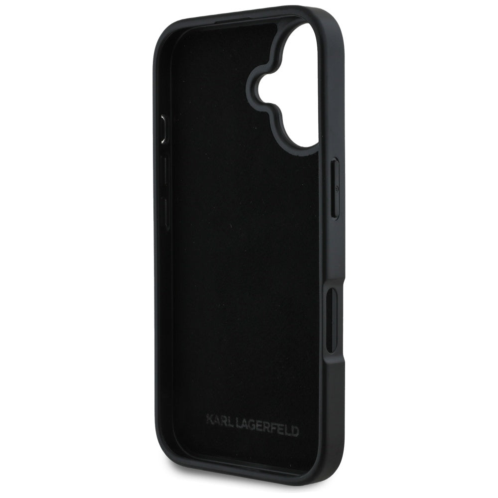 Deksel for Apple iPhone 16, Karl Lagerfeld, Metal Signature, Svart