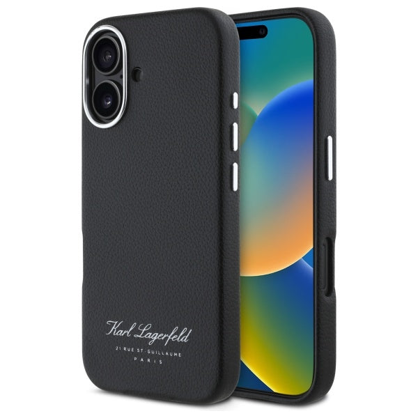 Deksel for Apple iPhone 16, Karl Lagerfeld, RSG, Svart