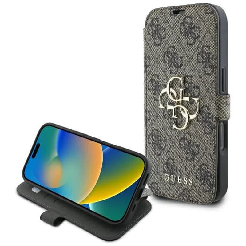 Deksel for Apple iPhone 16 Plus, Guess, 4G Book, Brun