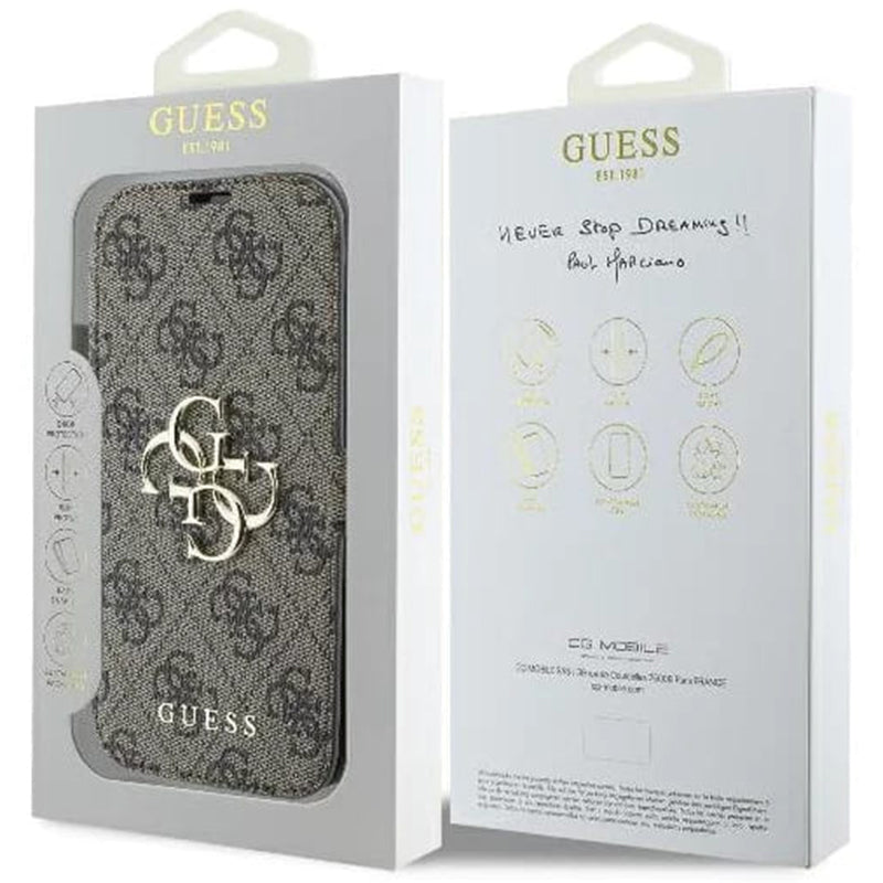 Deksel for Apple iPhone 16 Plus, Guess, 4G Book, Brun