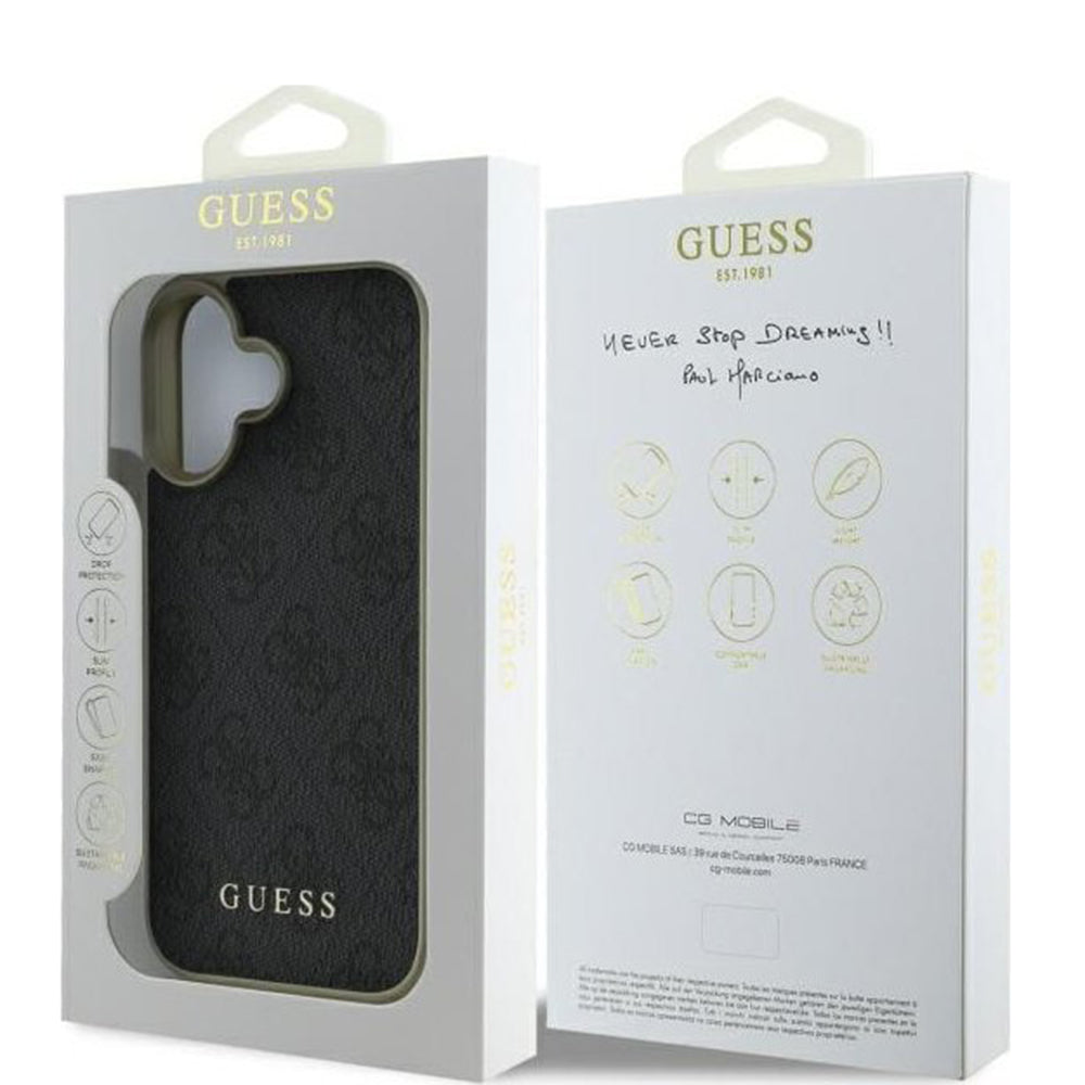 Deksel for Apple iPhone 16 Plus, Guess, 4G Charm, Svart