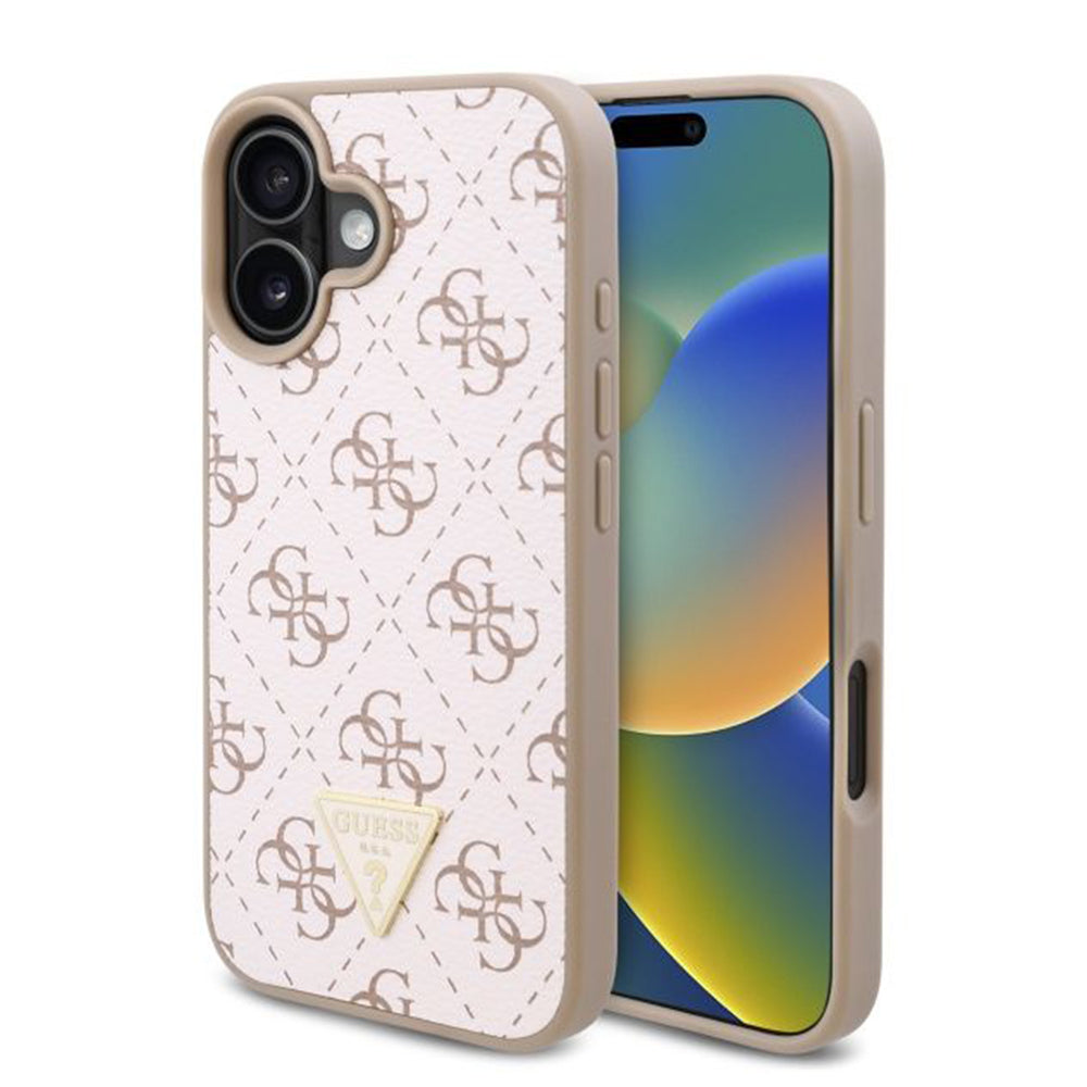 Deksel for Apple iPhone 16 Plus, Guess, 4G Triangle Logo, Hvit