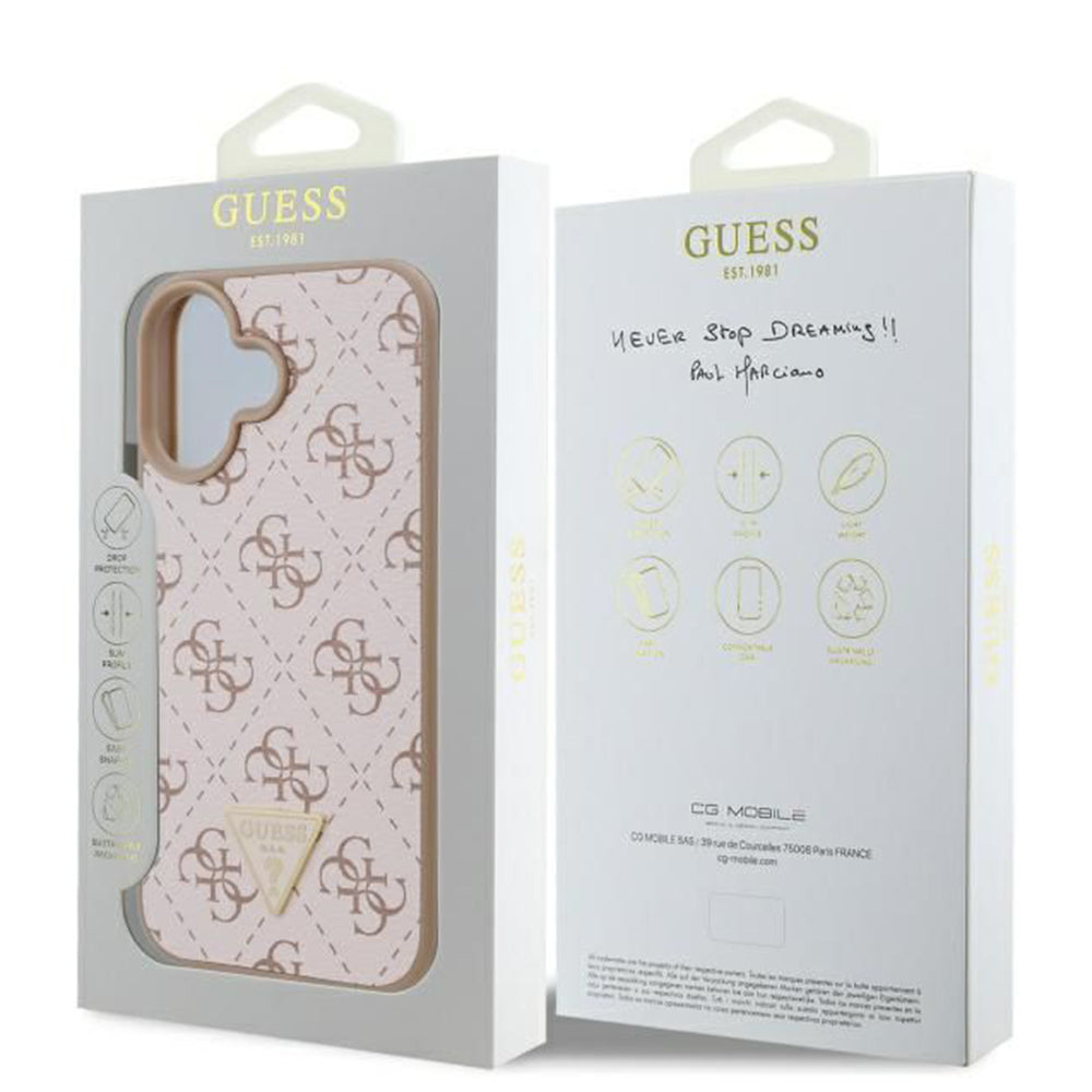 Deksel for Apple iPhone 16 Plus, Guess, 4G Triangle Logo, Hvit