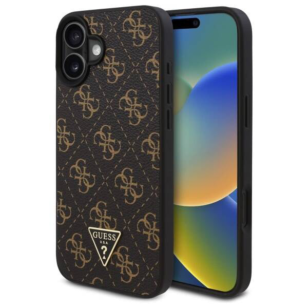 Deksel for Apple iPhone 16 Plus, Guess, 4G Triangle Logo, Svart