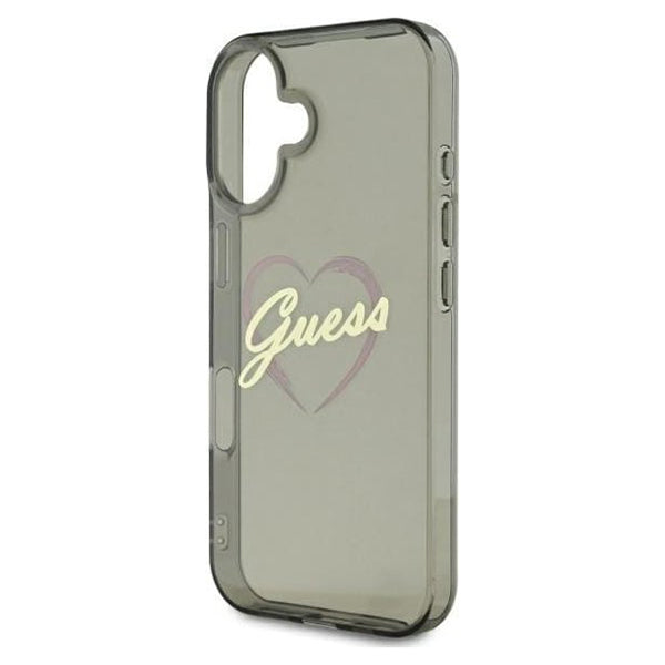 Deksel for Apple iPhone 16 Plus, Guess, IML Heart, Svart